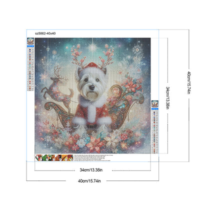 Christmas Puppy - Full Round Drill Diamond Painting 40*40CM