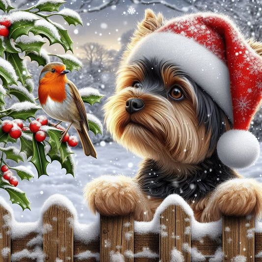 Christmas Puppy - Full Round Drill Diamond Painting 40*40CM