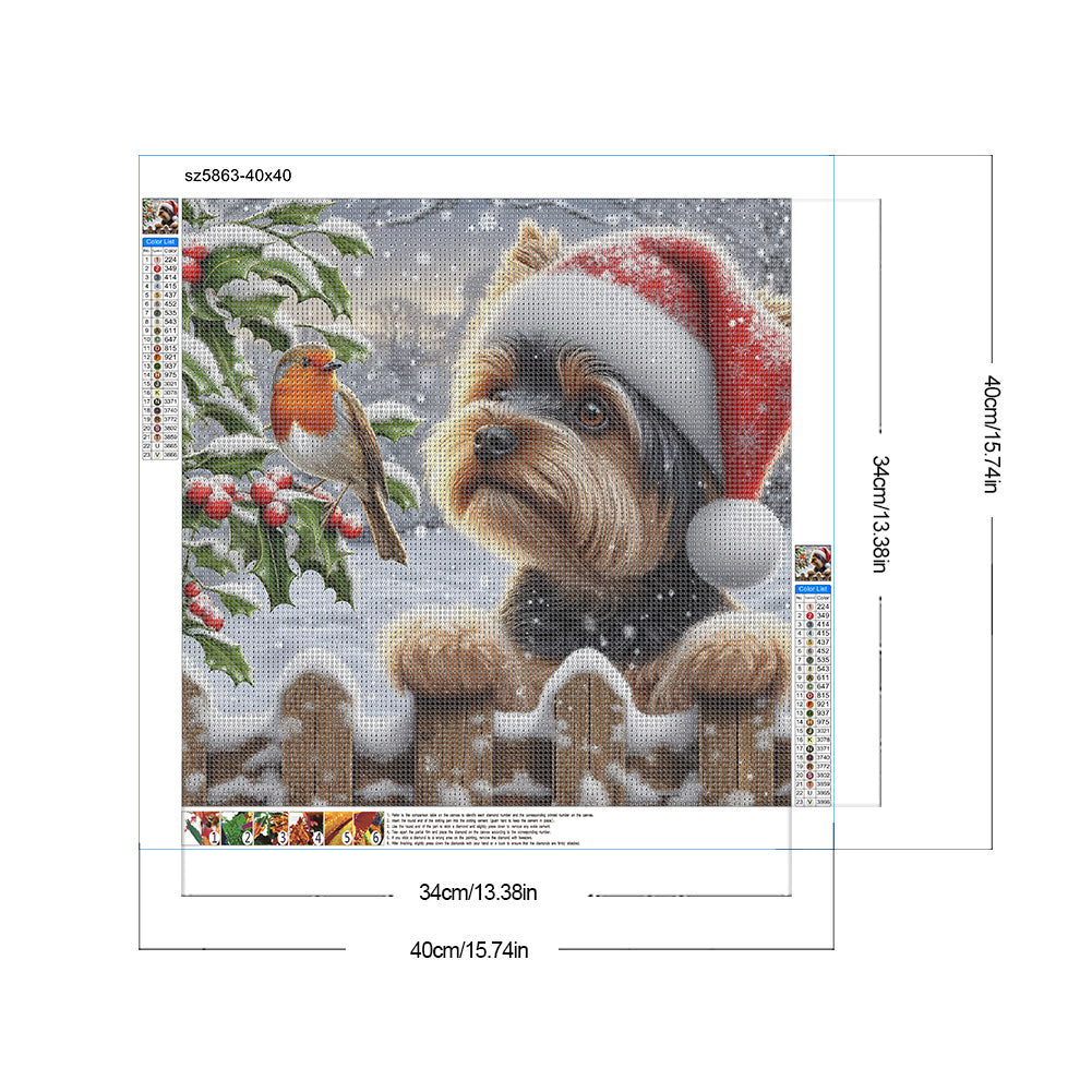 Christmas Puppy - Full Round Drill Diamond Painting 40*40CM