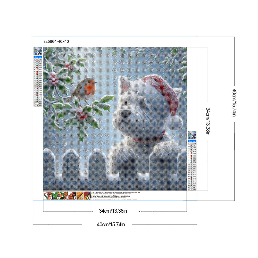 Christmas Puppy - Full Round Drill Diamond Painting 40*40CM