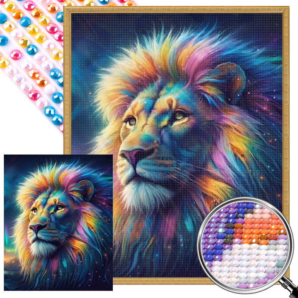 Colorful Lion - Full AB Round Drill Diamond Painting 40*50CM