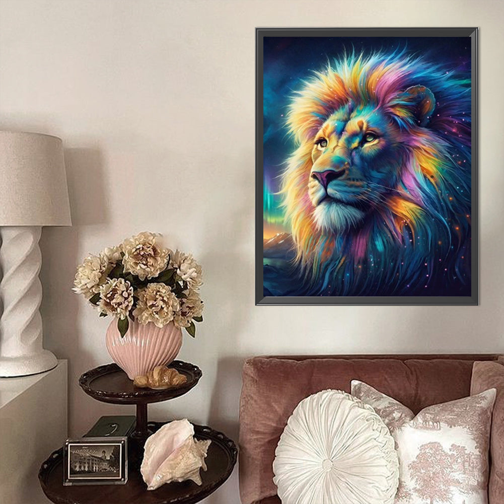 Colorful Lion - Full AB Round Drill Diamond Painting 40*50CM