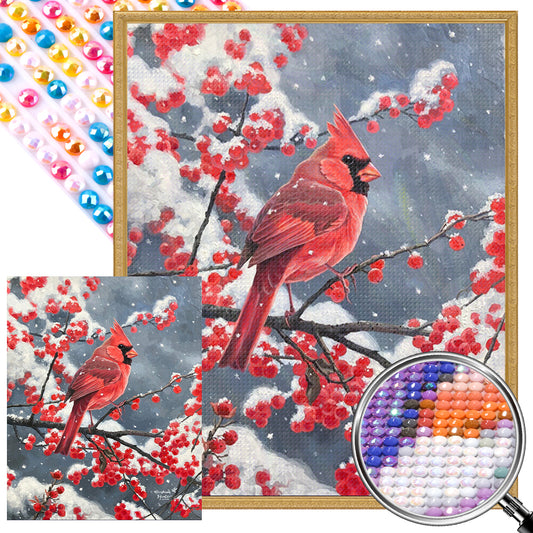 Cardinal On Branch - Full AB Round Drill Diamond Painting 40*50CM