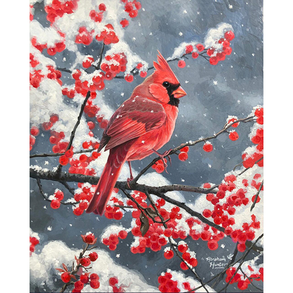 Cardinal On Branch - Full AB Round Drill Diamond Painting 40*50CM