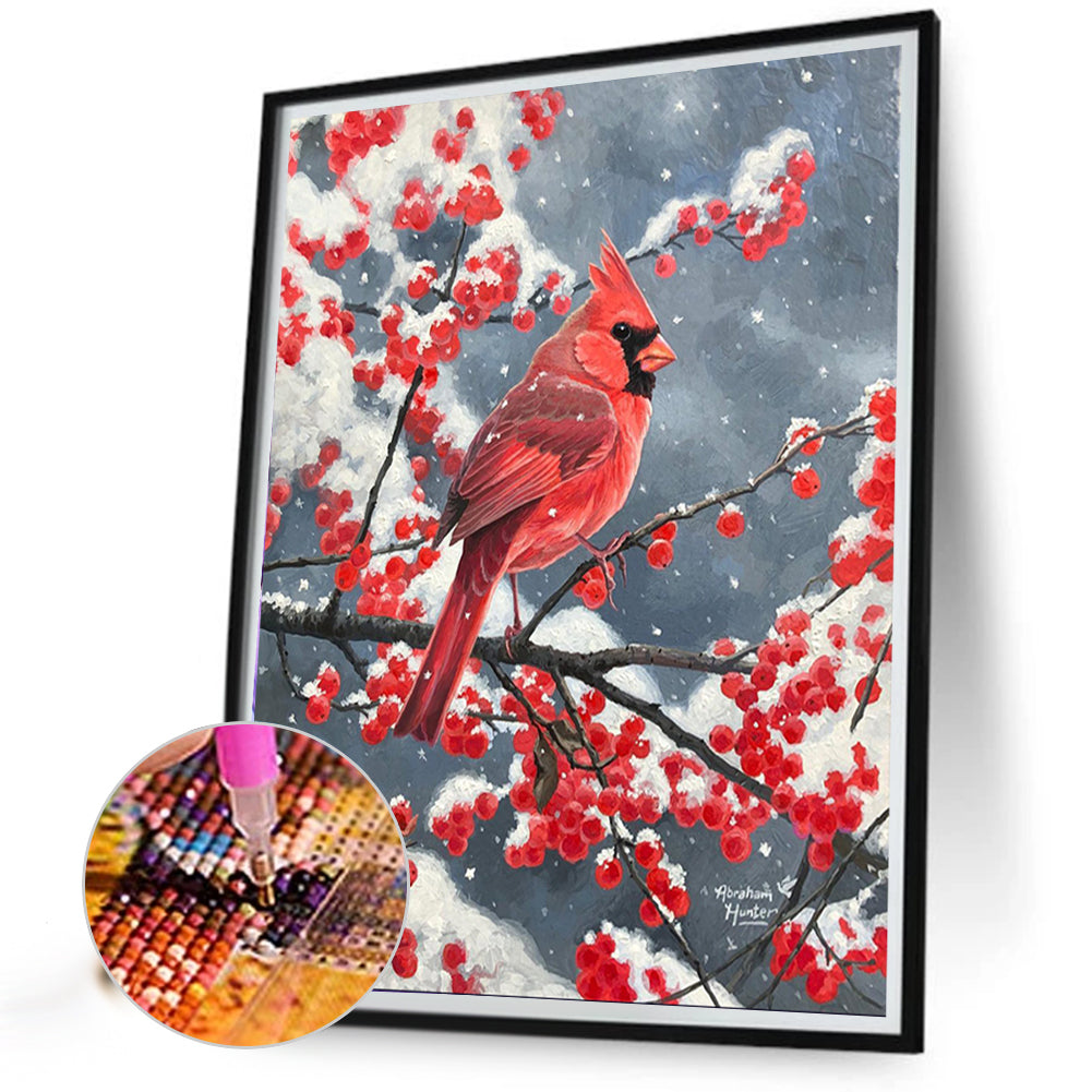 Cardinal On Branch - Full AB Round Drill Diamond Painting 40*50CM