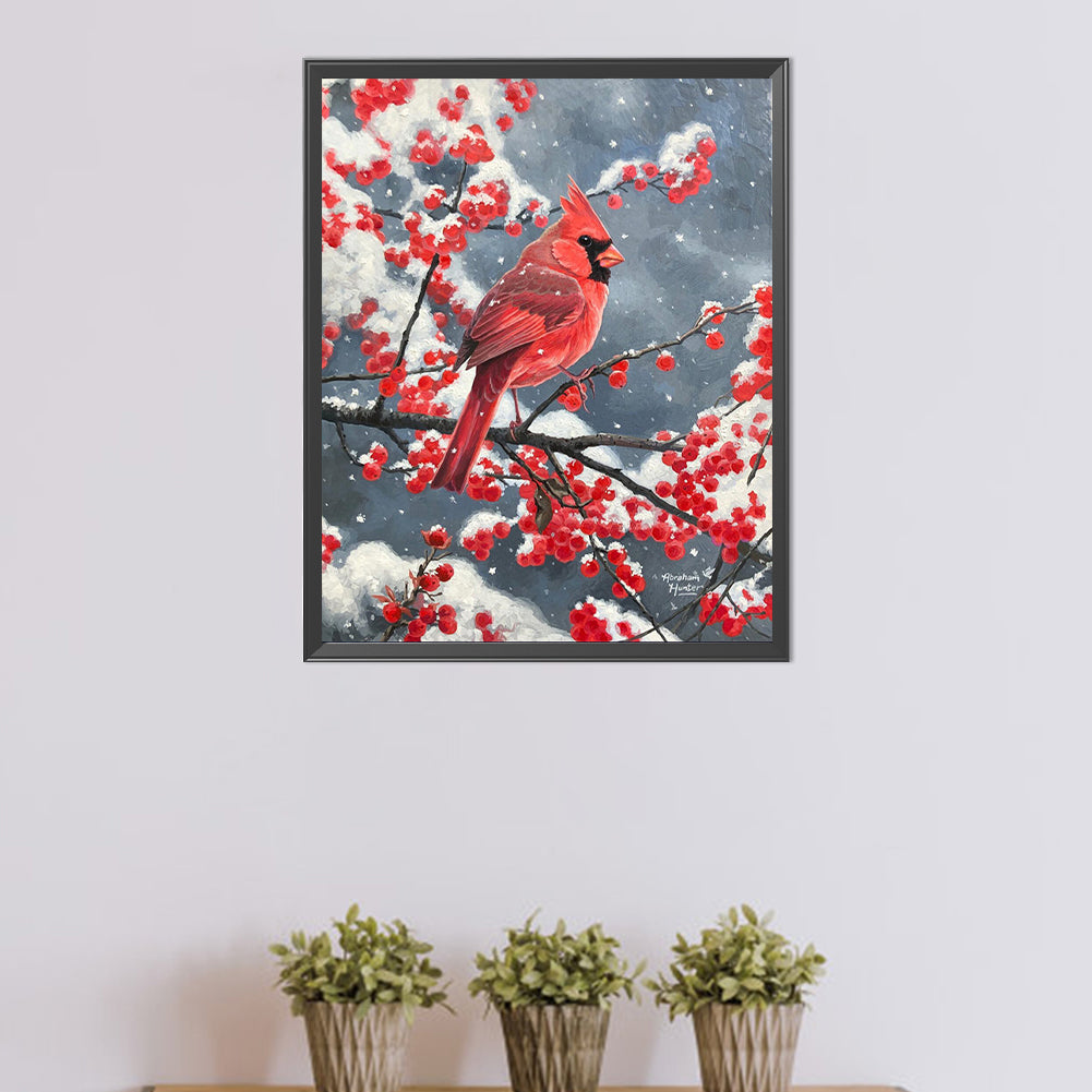 Cardinal On Branch - Full AB Round Drill Diamond Painting 40*50CM