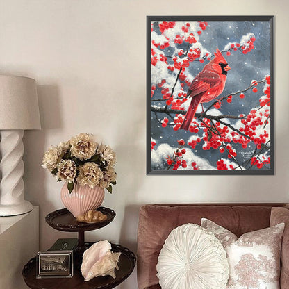 Cardinal On Branch - Full AB Round Drill Diamond Painting 40*50CM