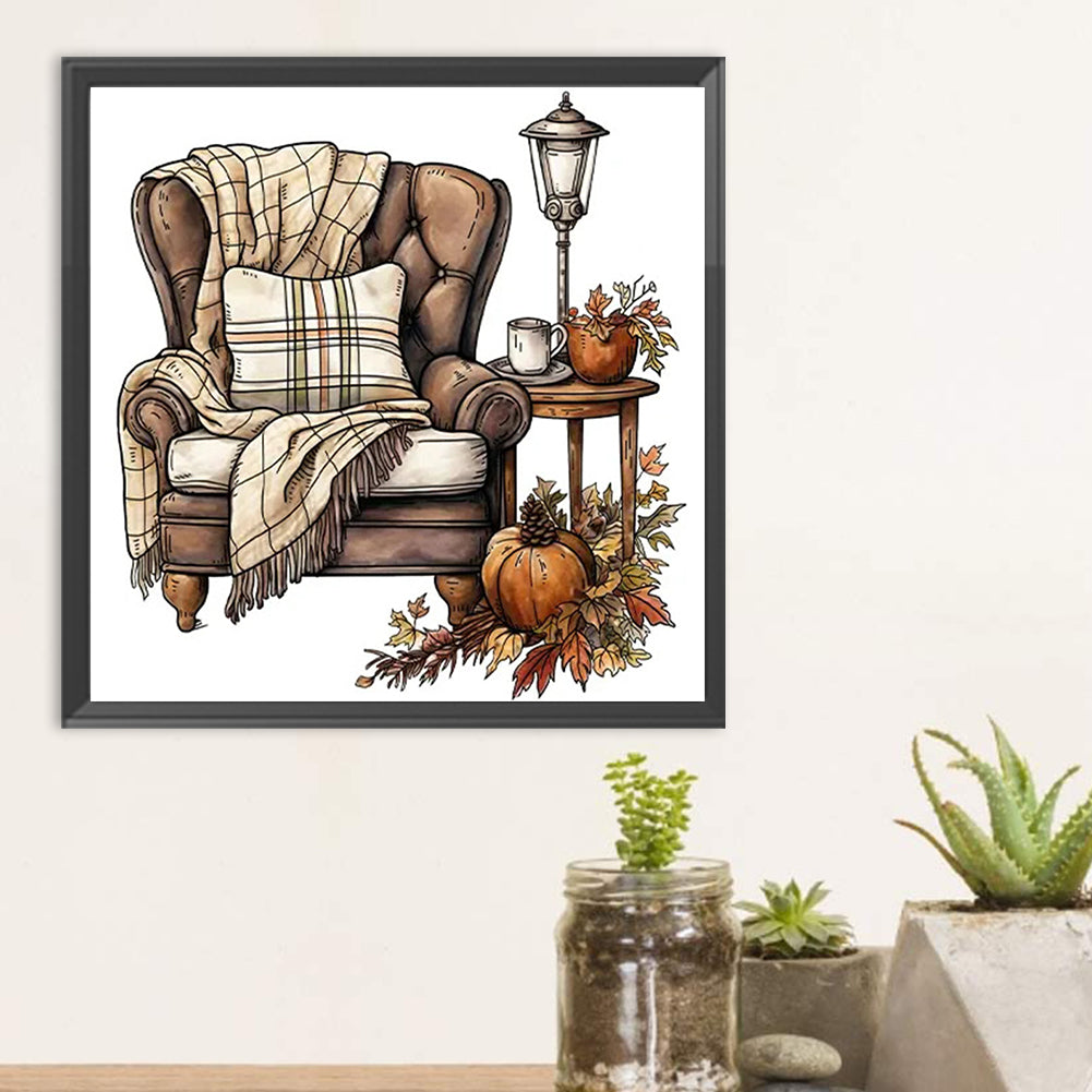 Pumpkin Sofa - Full Round Drill Diamond Painting 30*30CM