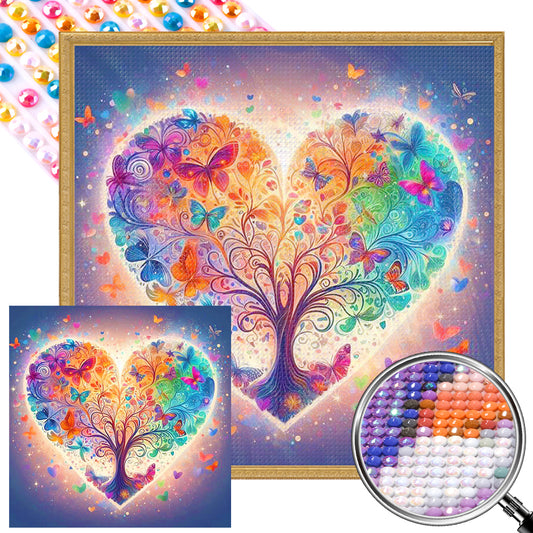 Butterfly Love Tree - Full AB Round Drill Diamond Painting 40*40CM