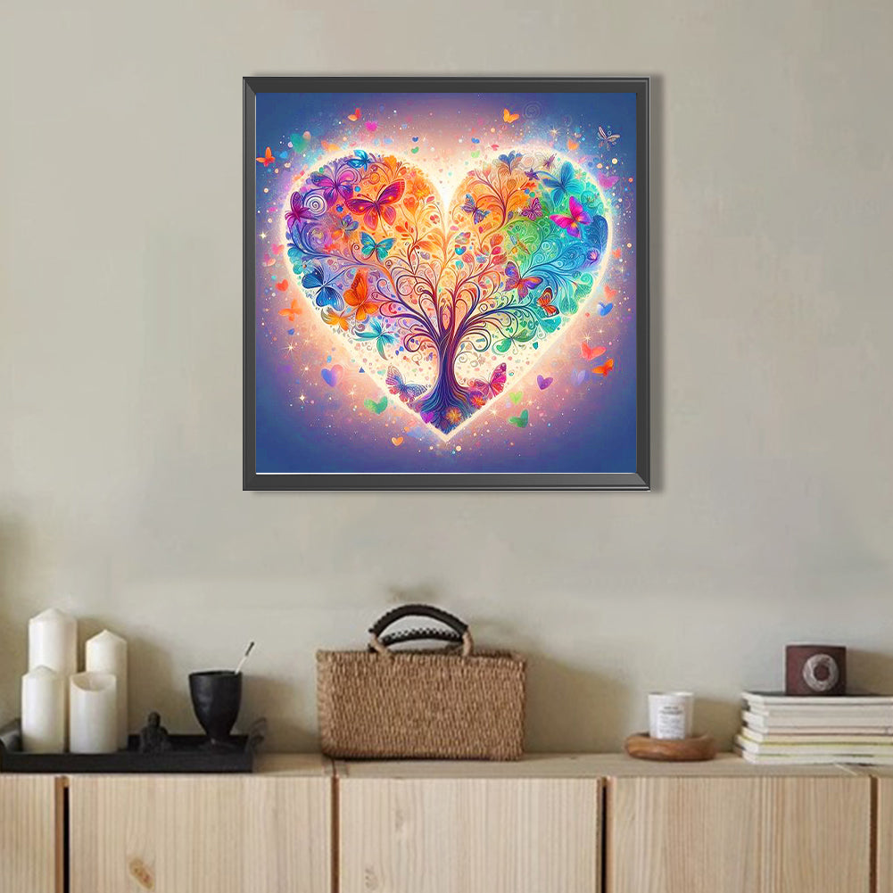 Butterfly Love Tree - Full AB Round Drill Diamond Painting 40*40CM