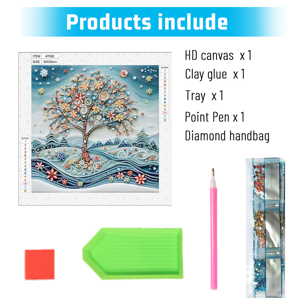 Paper Drawing Tree Of Life - Special Shaped Drill Diamond Painting 30*30CM