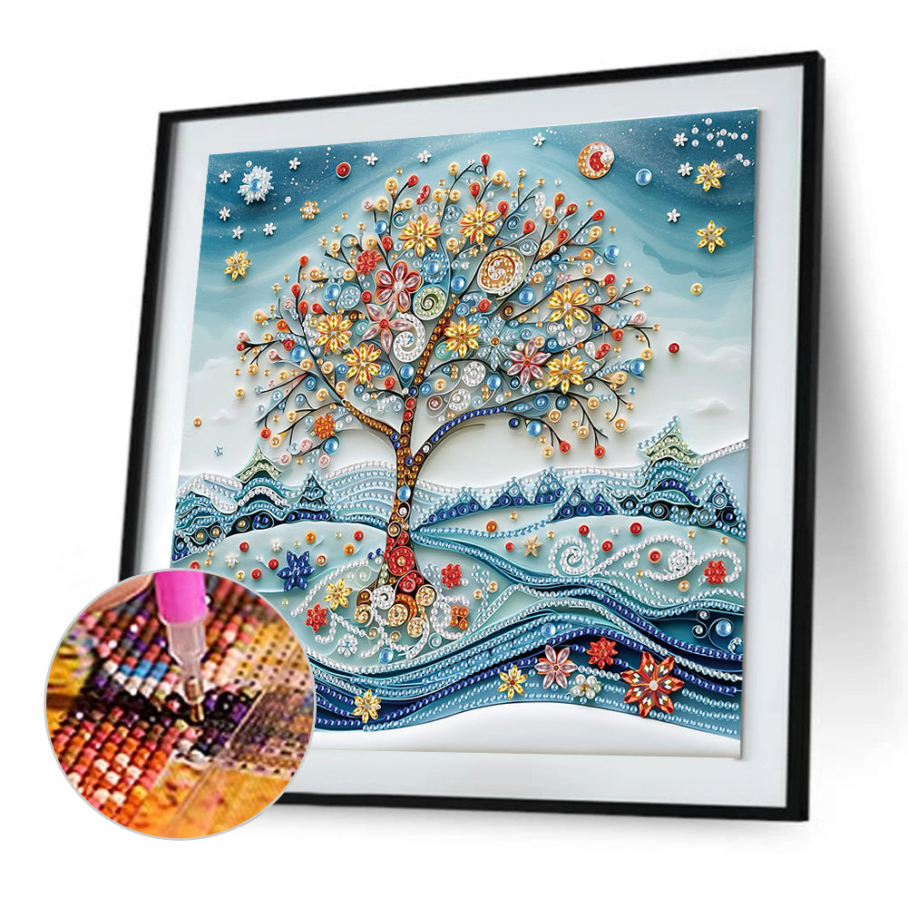 Paper Drawing Tree Of Life - Special Shaped Drill Diamond Painting 30*30CM