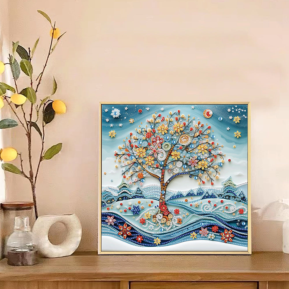 Paper Drawing Tree Of Life - Special Shaped Drill Diamond Painting 30*30CM