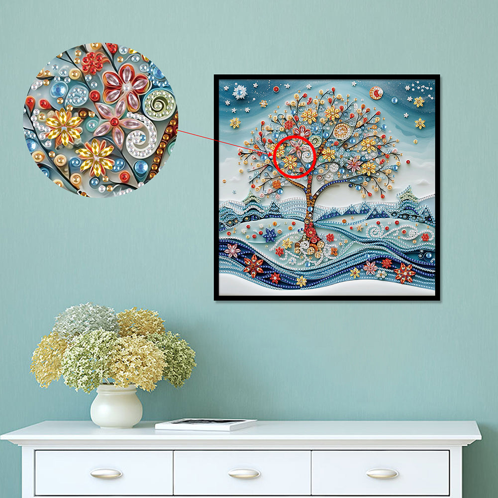 Paper Drawing Tree Of Life - Special Shaped Drill Diamond Painting 30*30CM