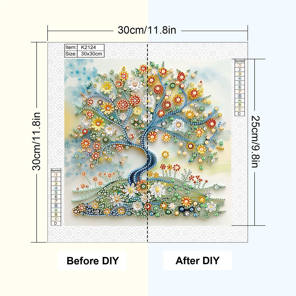 Paper Drawing Tree Of Life - Special Shaped Drill Diamond Painting 30*30CM