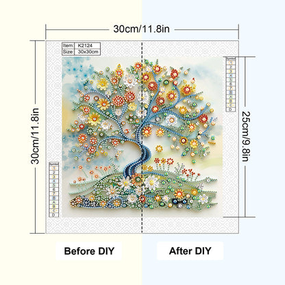 Paper Drawing Tree Of Life - Special Shaped Drill Diamond Painting 30*30CM