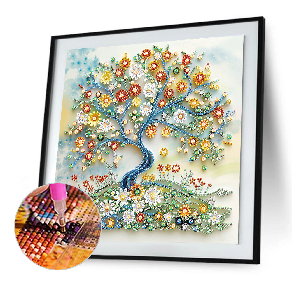 Paper Drawing Tree Of Life - Special Shaped Drill Diamond Painting 30*30CM