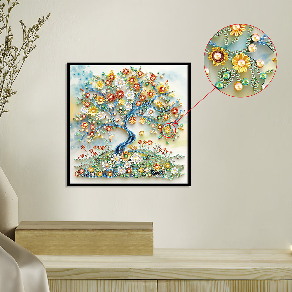 Paper Drawing Tree Of Life - Special Shaped Drill Diamond Painting 30*30CM