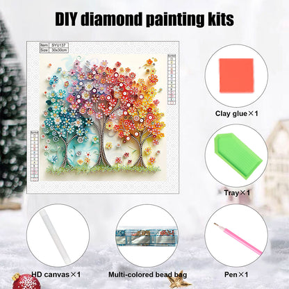 Paper Drawing Tree Of Life - Special Shaped Drill Diamond Painting 30*30CM