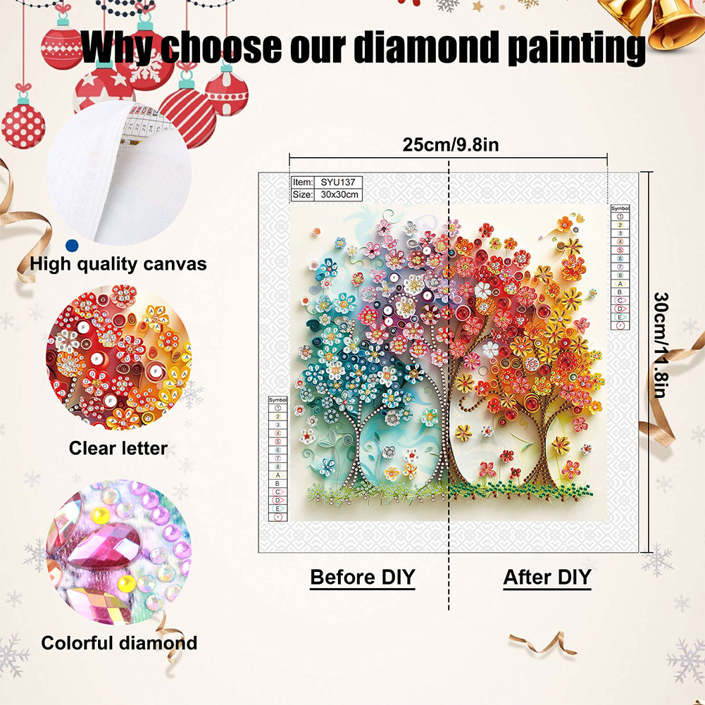 Paper Drawing Tree Of Life - Special Shaped Drill Diamond Painting 30*30CM