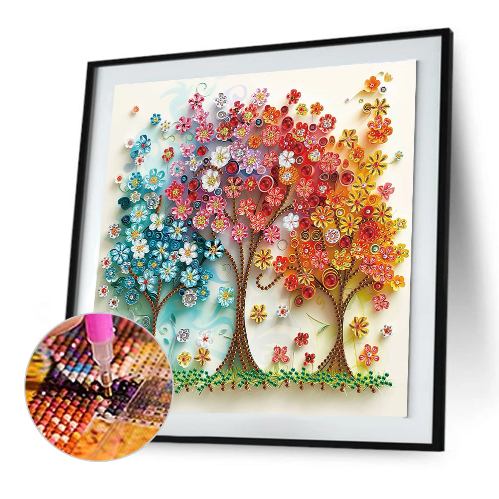 Paper Drawing Tree Of Life - Special Shaped Drill Diamond Painting 30*30CM