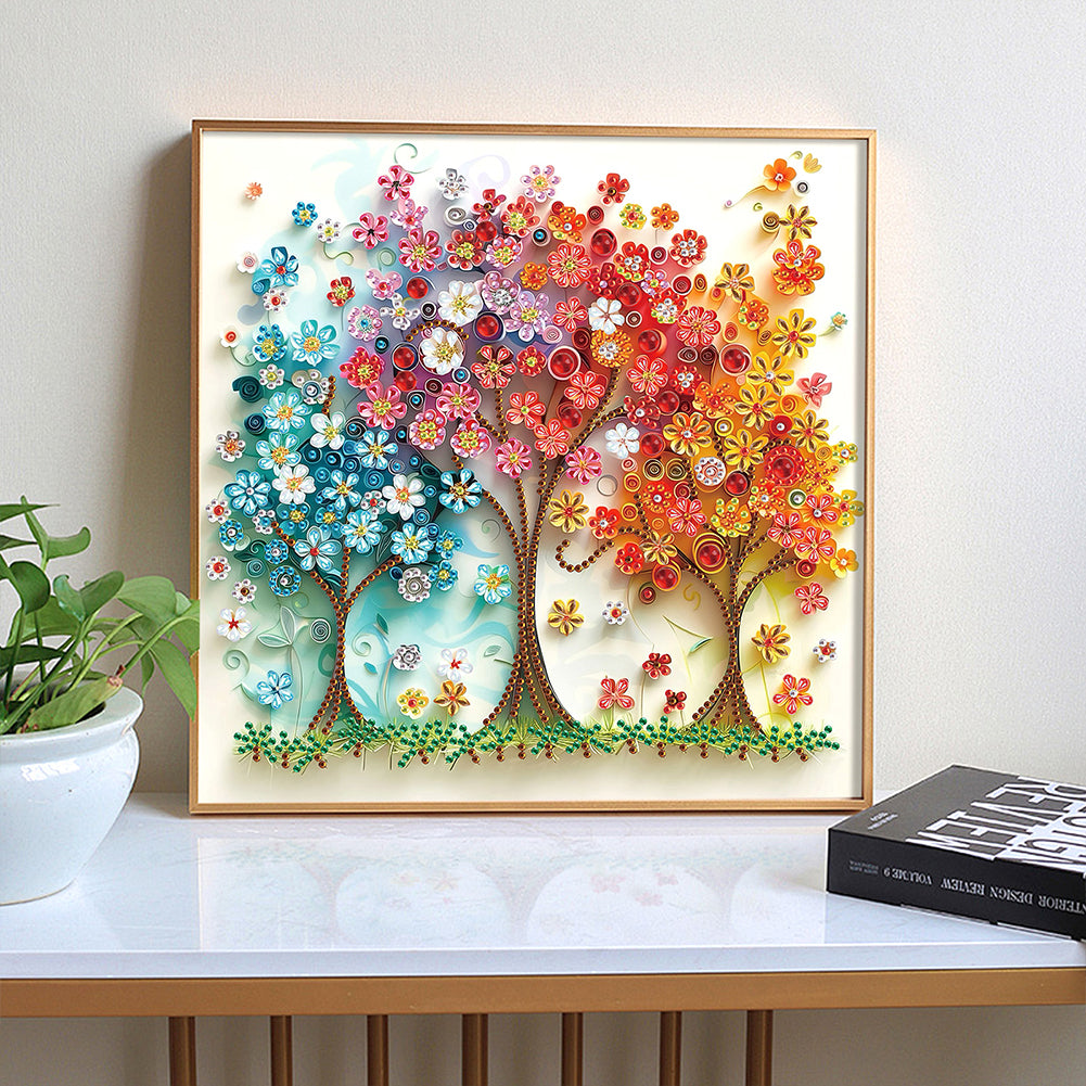 Paper Drawing Tree Of Life - Special Shaped Drill Diamond Painting 30*30CM