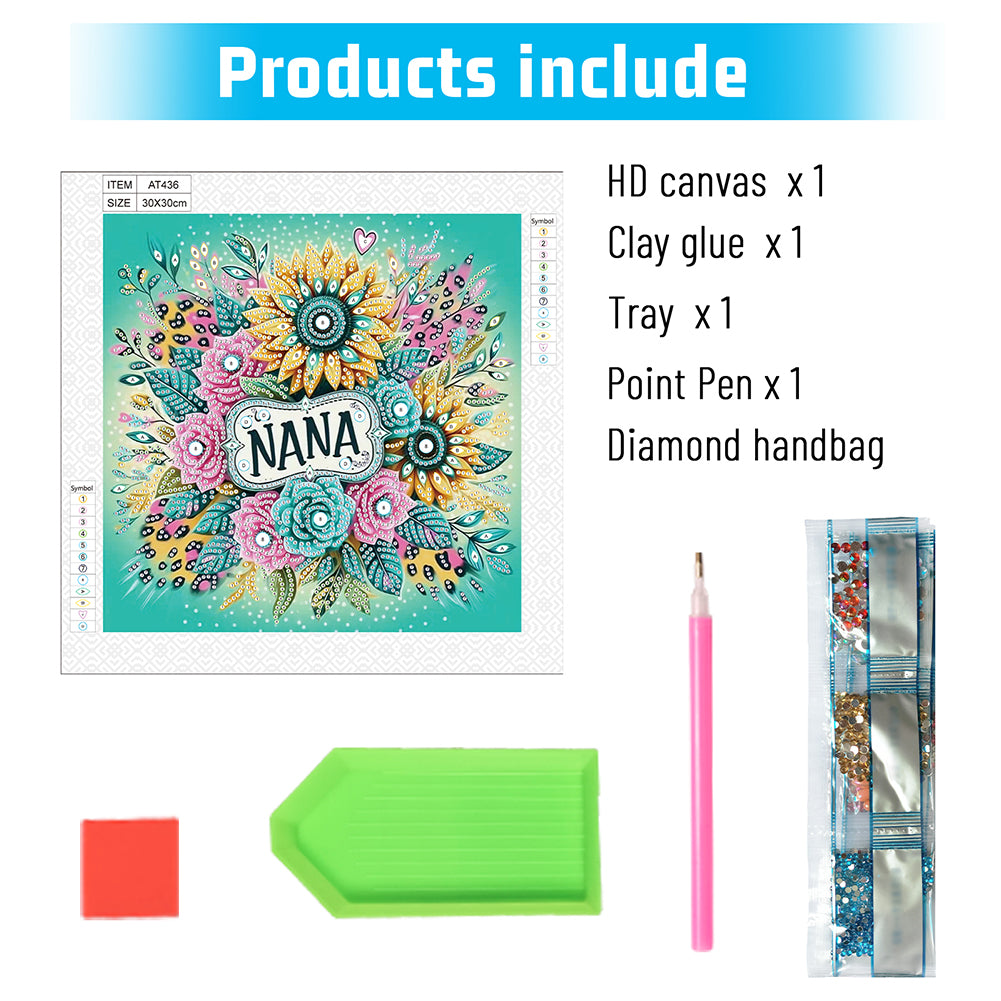 Flowers - Special Shaped Drill Diamond Painting 30*30CM