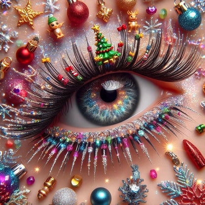 Christmas Eyeshadow Eyes - Full Round Drill Diamond Painting 40*40CM