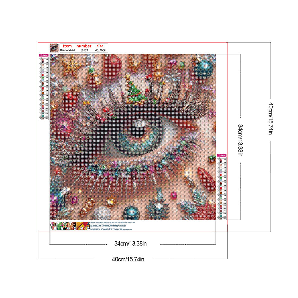 Christmas Eyeshadow Eyes - Full Round Drill Diamond Painting 40*40CM