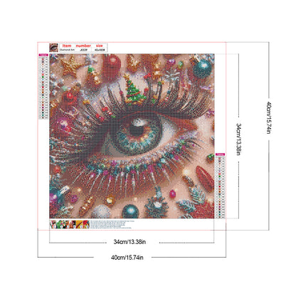 Christmas Eyeshadow Eyes - Full Round Drill Diamond Painting 40*40CM