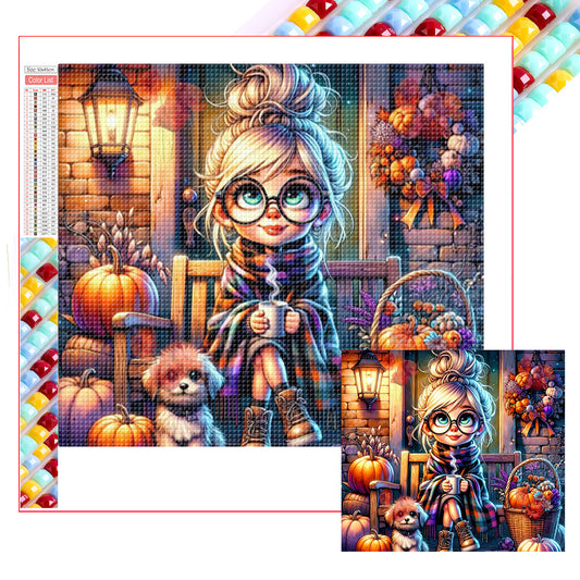 Pumpkin Girl - Full Square Drill Diamond Painting 50*45CM