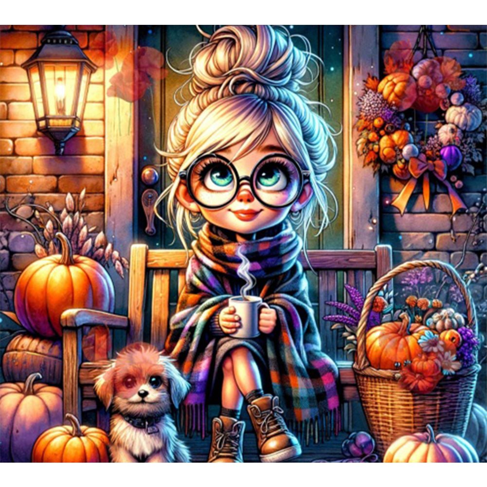 Pumpkin Girl - Full Square Drill Diamond Painting 50*45CM