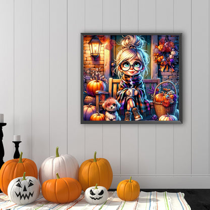 Pumpkin Girl - Full Square Drill Diamond Painting 50*45CM