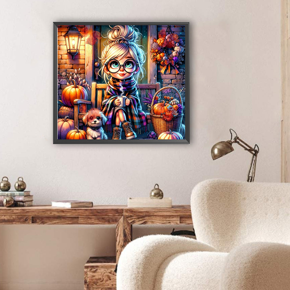 Pumpkin Girl - Full Square Drill Diamond Painting 50*45CM