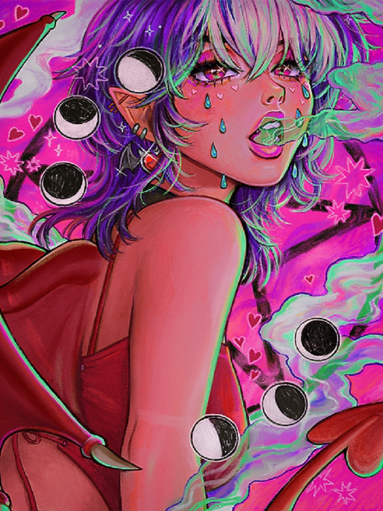 Devil Girl - Full Round Drill Diamond Painting 30*40CM