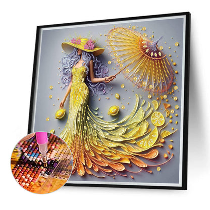 Temperament Girl - Special Shaped Drill Diamond Painting 40*40CM