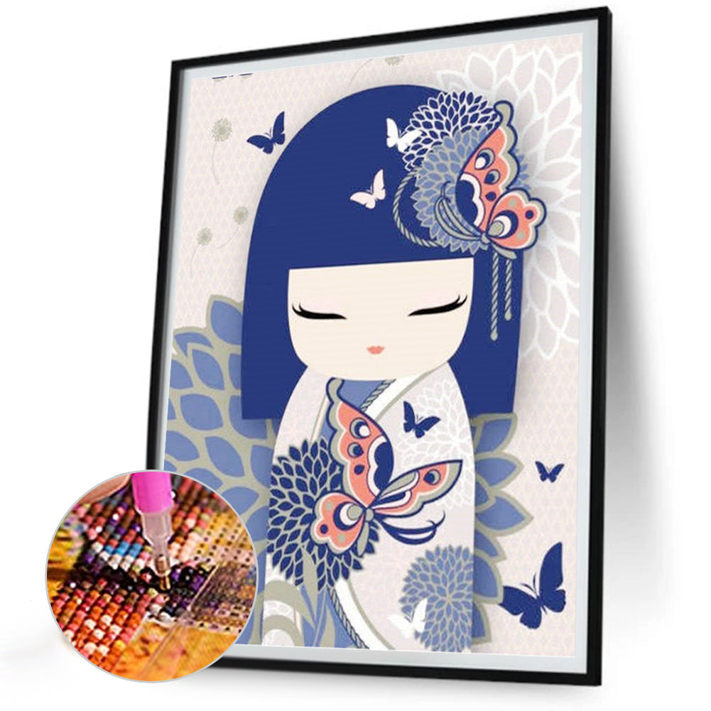 Japanese Style Illustration Girl - Full Round Drill Diamond Painting 30*40CM