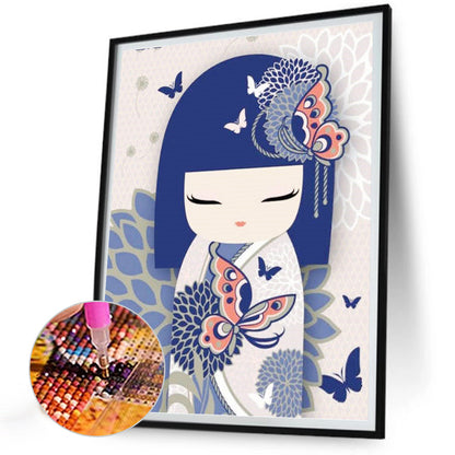 Japanese Style Illustration Girl - Full Round Drill Diamond Painting 30*40CM