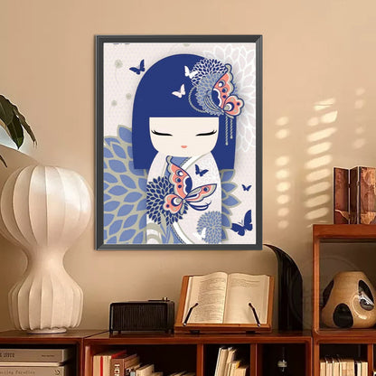 Japanese Style Illustration Girl - Full Round Drill Diamond Painting 30*40CM