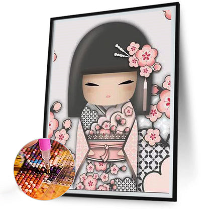 Japanese Style Illustration Girl - Full Round Drill Diamond Painting 30*40CM