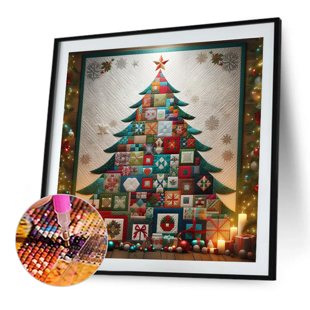 Candle Cloth Christmas Tree - Full Round Drill Diamond Painting 50*50CM