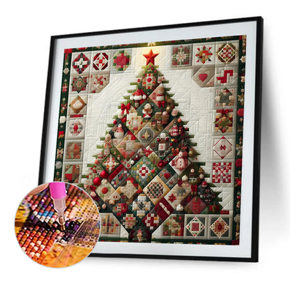 Red Star Cloth Christmas Tree - Full Round Drill Diamond Painting 50*50CM