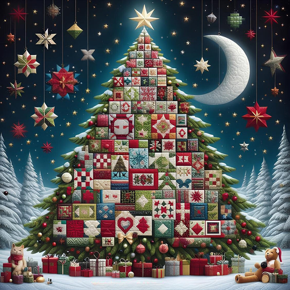 Crescent Moon Christmas Tree - Full Round Drill Diamond Painting 50*50CM