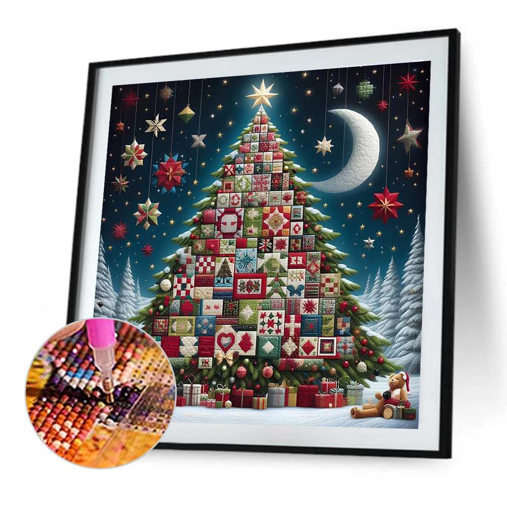 Crescent Moon Christmas Tree - Full Round Drill Diamond Painting 50*50CM