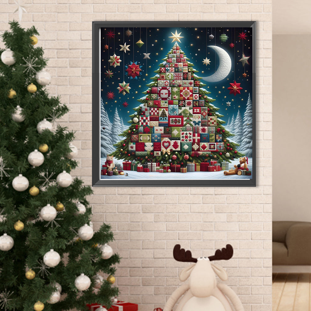 Crescent Moon Christmas Tree - Full Round Drill Diamond Painting 50*50CM