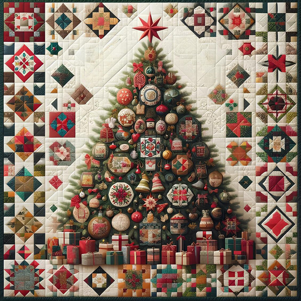 Abstract Fabric Christmas Tree - Full Round Drill Diamond Painting 50*50CM