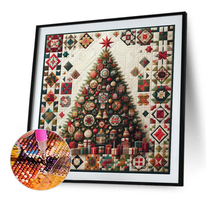 Abstract Fabric Christmas Tree - Full Round Drill Diamond Painting 50*50CM