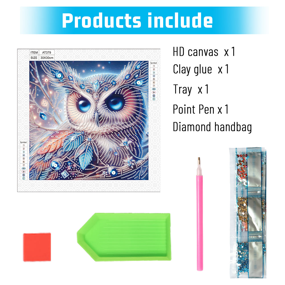 Owl - Special Shaped Drill Diamond Painting 30*30CM