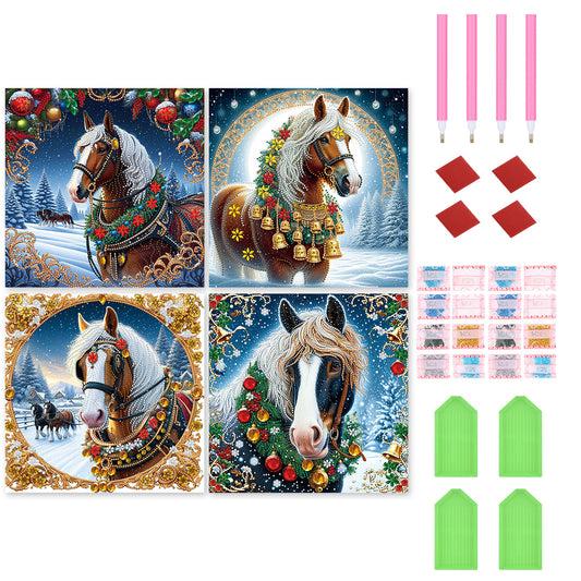 Christmas Horse - Special Shaped Drill Diamond Painting 40*40CM