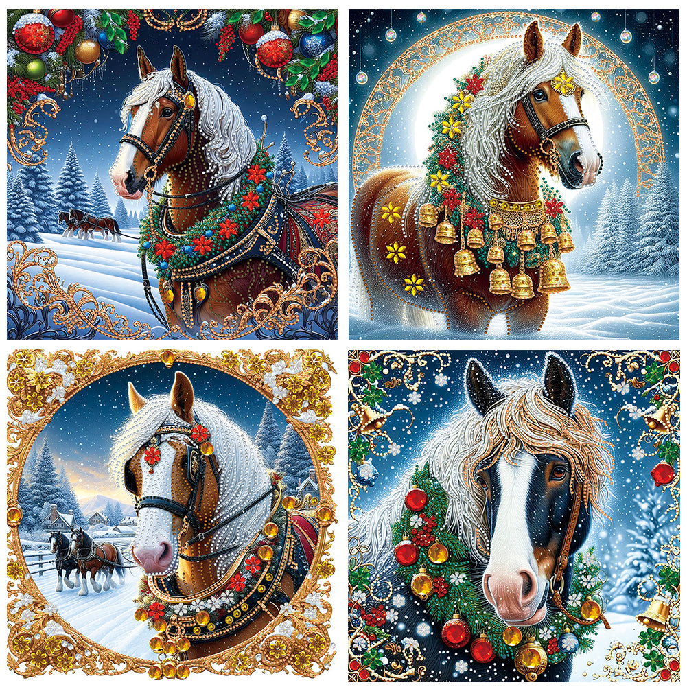 Christmas Horse - Special Shaped Drill Diamond Painting 40*40CM